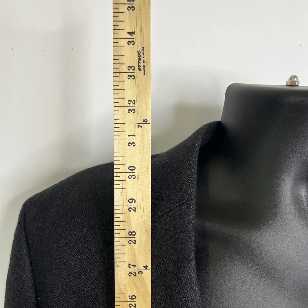 Joseph & Feiss‎ Blazer Jacket 43R Black Gray Herringbone Lambswool Work Office